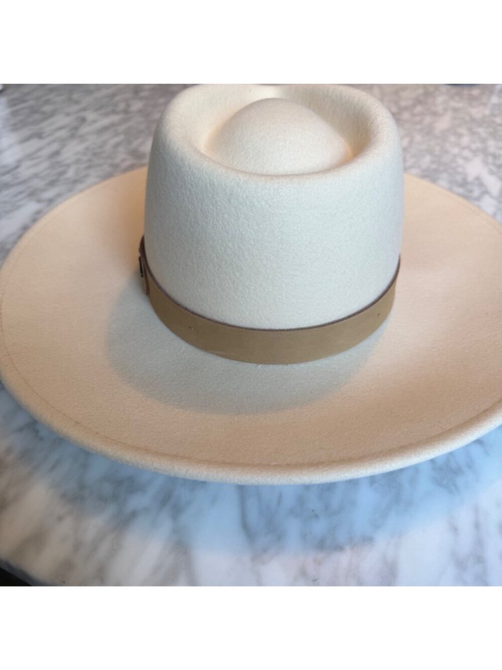 Brixton Eleanor Felt Packable Cream Wool Fedora Hat With Leather Band Size M 7 1 - Picture 5 of 10